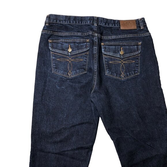 Lauren Ralph Lauren Jeans Bootcut Womens 14 Stretch Dark Wash Embroidery Pockets - Picture 8 of 13